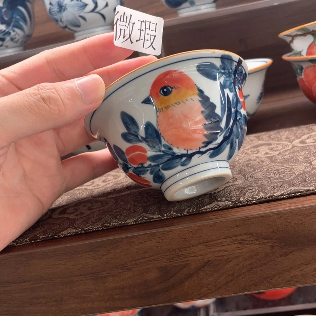 釉下手绘茶具微瑕