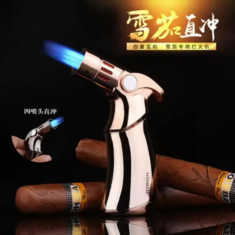 创意点艾灸叶雪茄打火机金属万能焊枪直冲防风充气家用点火器焊接