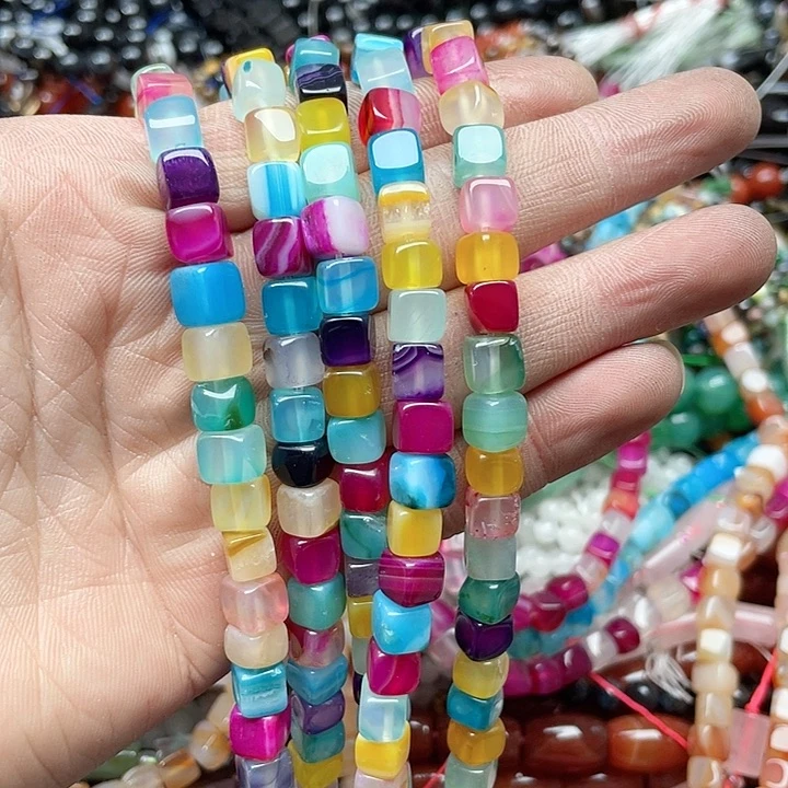 玛瑙/玉髓珠宝半成品未镶嵌一条7mm玛瑙方糖