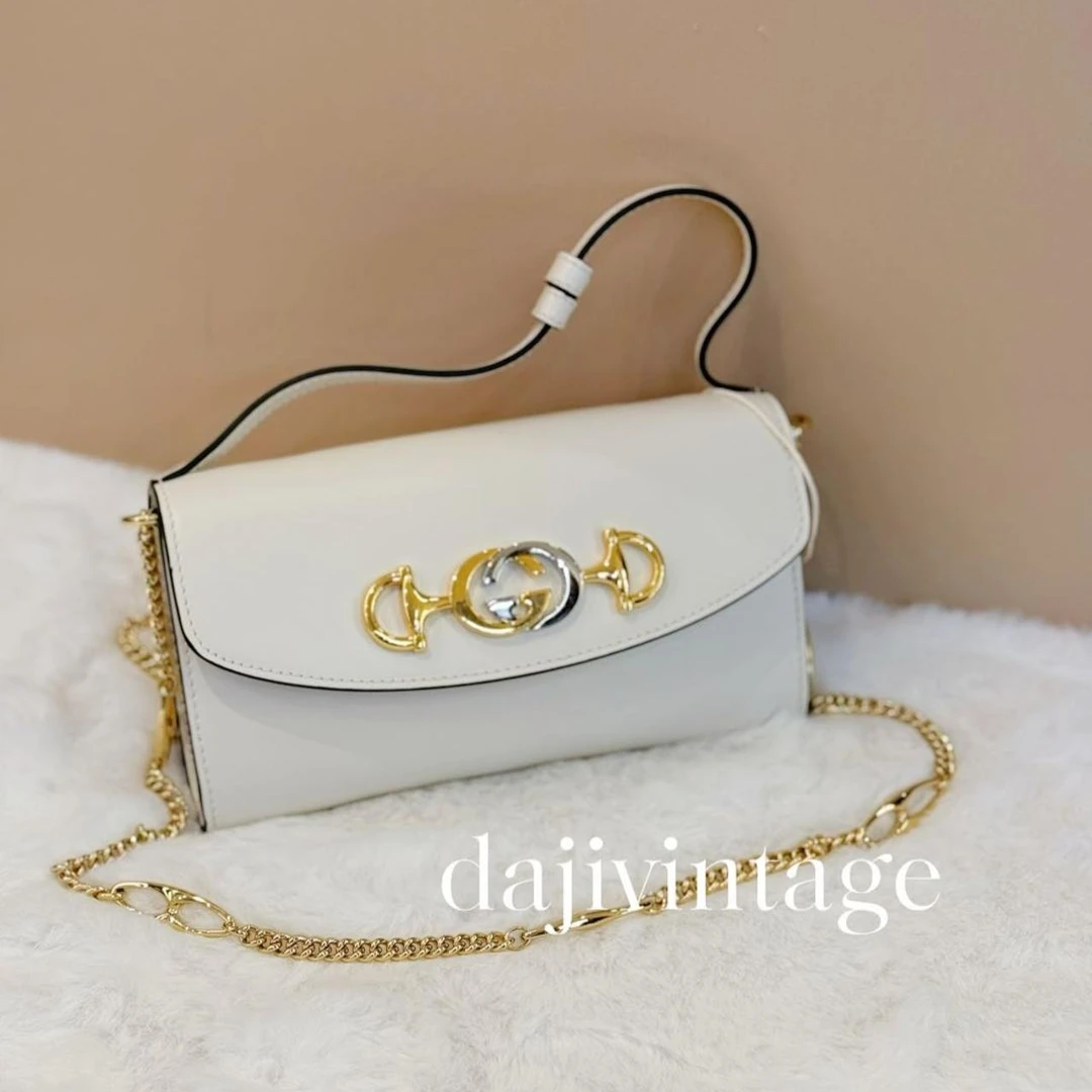 99新 GUCCI/古驰 大吉中古/GUCCI古驰白金马衔扣马鞍手提斜挎包