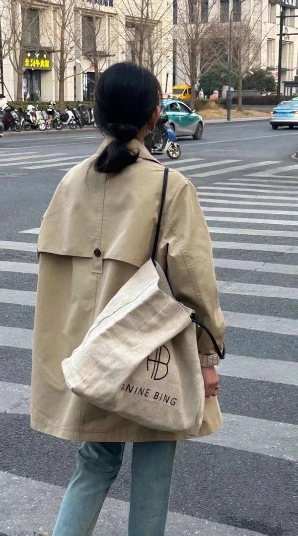 卡其色百搭风衣外套女2025年春秋季高级感宽松大码中长款休闲上衣