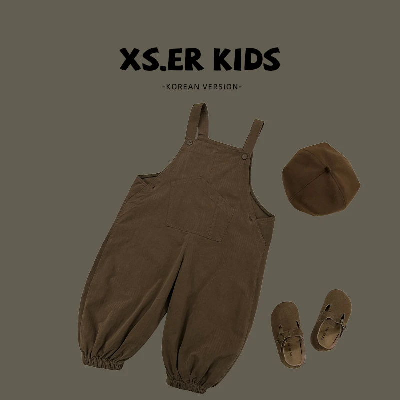 【小首尔】原版-男童复古宽松背带裤秋季文艺小众裤子潮HBB2185