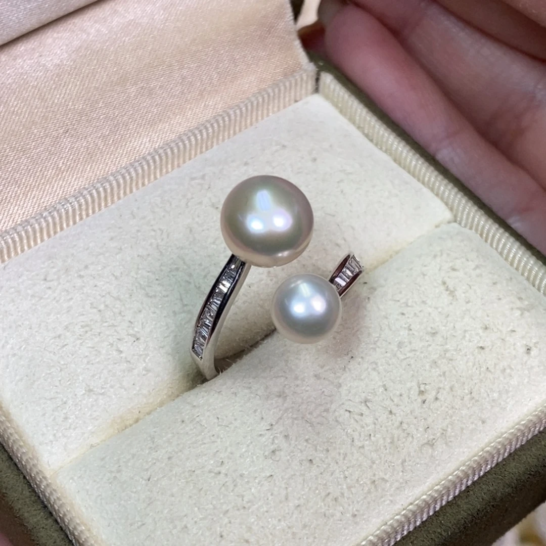 银S925镶嵌戒指淡水珍珠