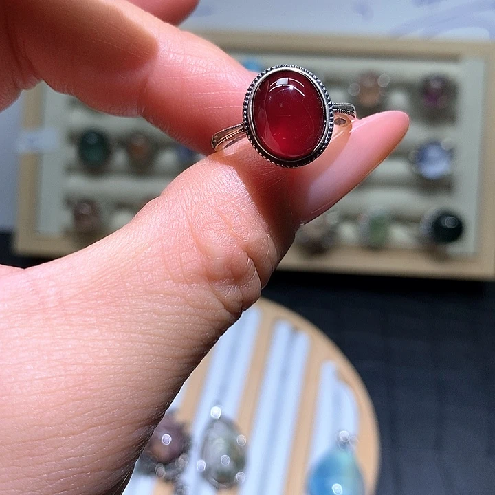 银S925镶嵌戒指水晶