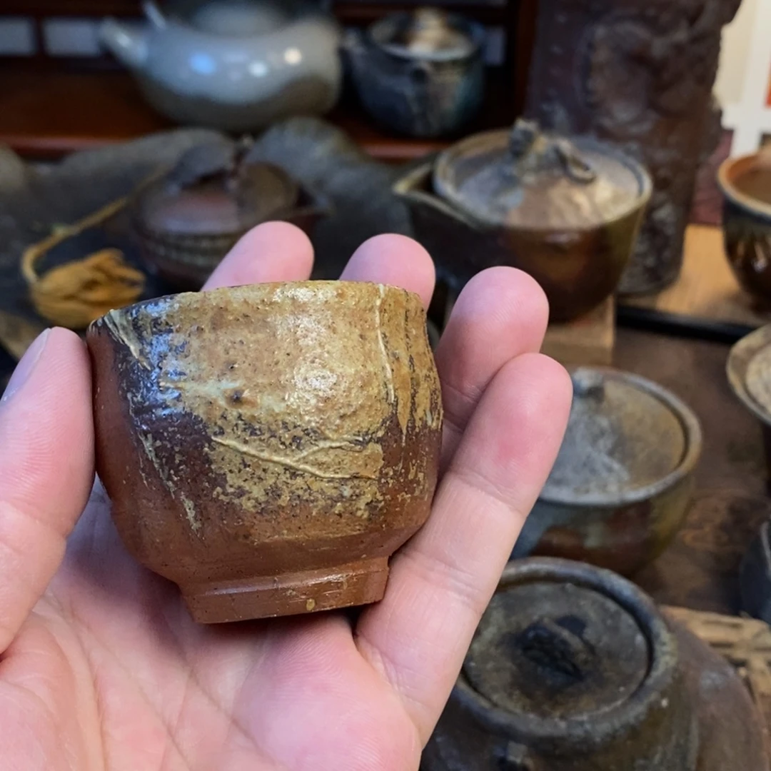 备前烧柴烧茶具石井不老微瑕
