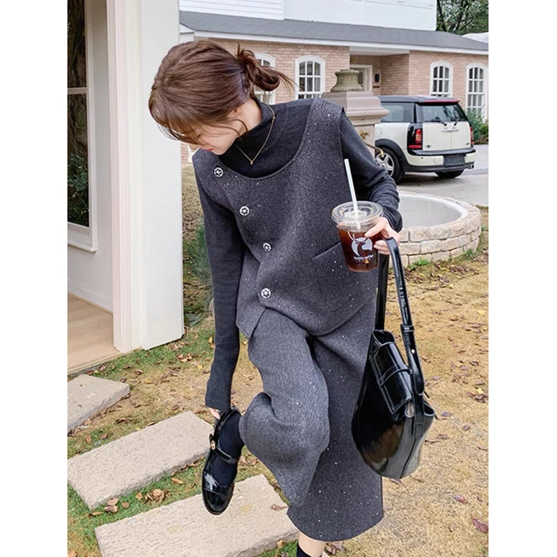 3件套小香风蝴蝶结马甲套装女2025新款秋季穿搭阔腿裤三件套2212