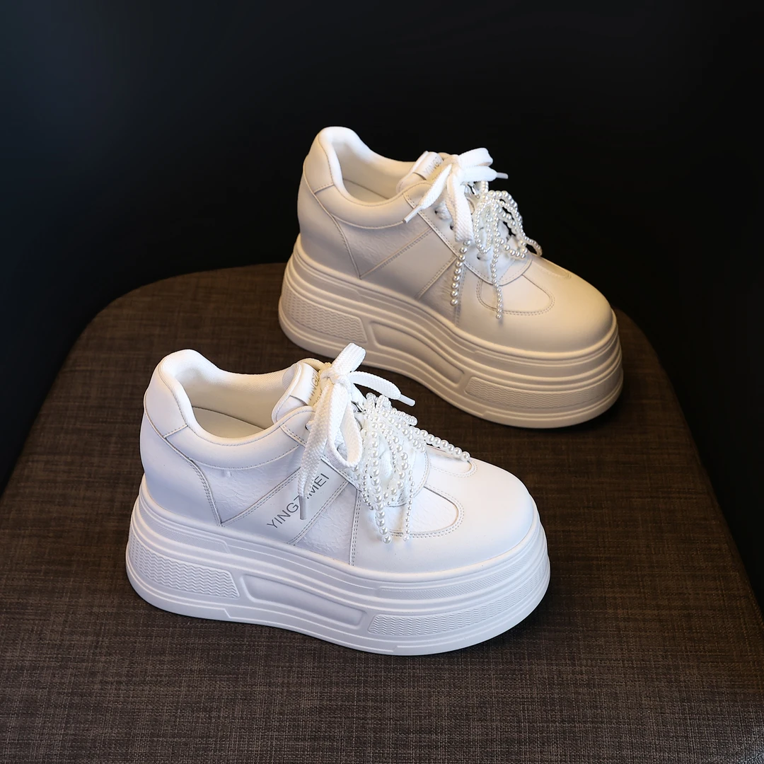 【10公分】2025年春季新款厚底小白鞋百搭简约超高跟运动休闲板鞋子
