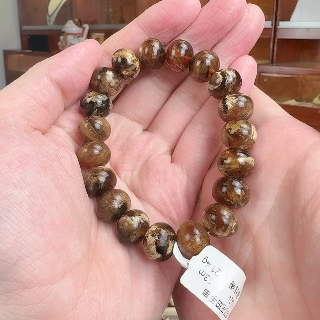 L***2琥珀未镶嵌手串抚顺琥珀-干白溶洞13M