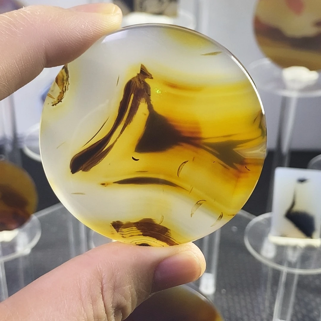 合成碳硅石非金属时尚图纹画面石饰品