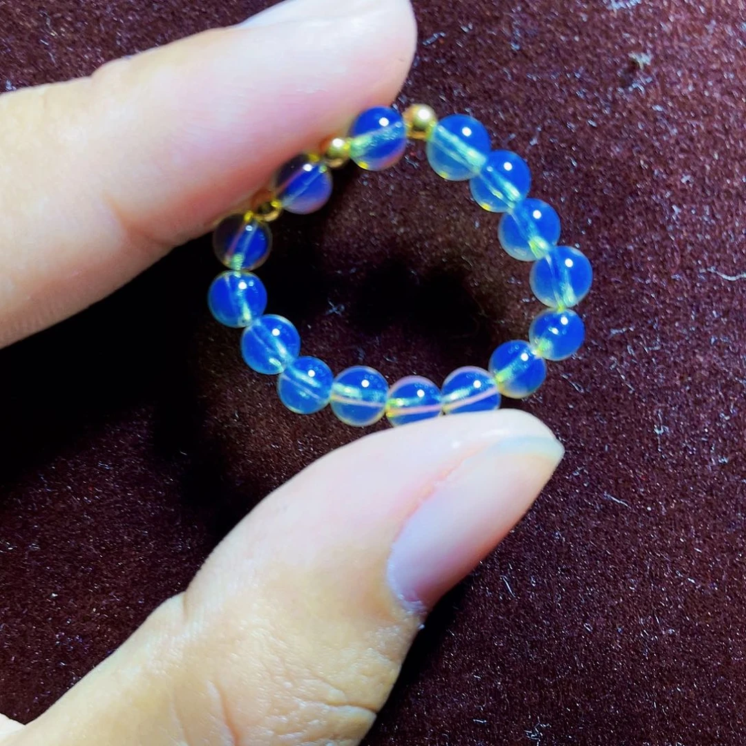 蓝珀裸石未镶嵌指环