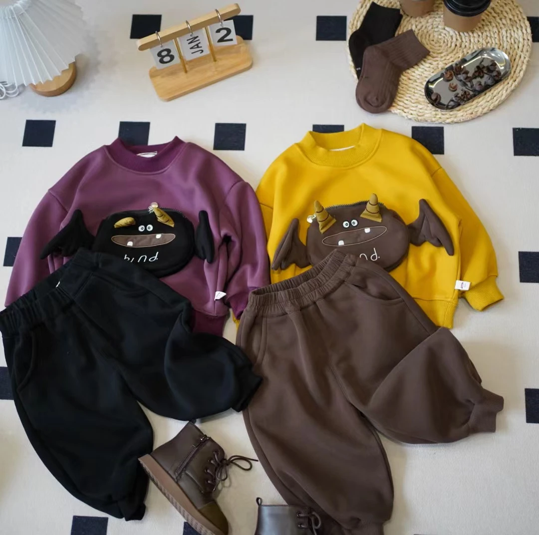 儿童秋冬韩版卡通立体小怪兽卫衣两件套SQ1325