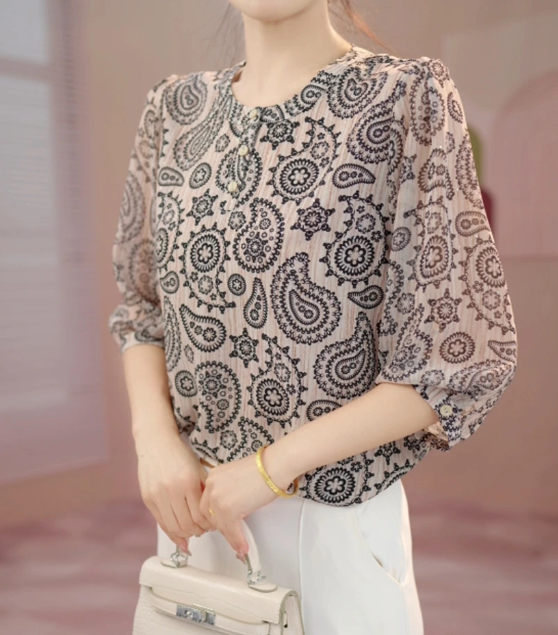 Y1264[高品质]气质优雅时尚碎花衬衫4