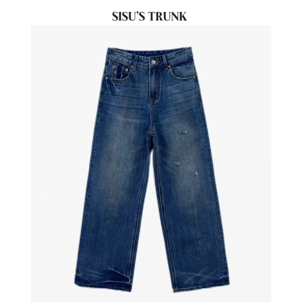 SISU  轻奢设计师款高腰气质秋冬时尚牛仔长裤