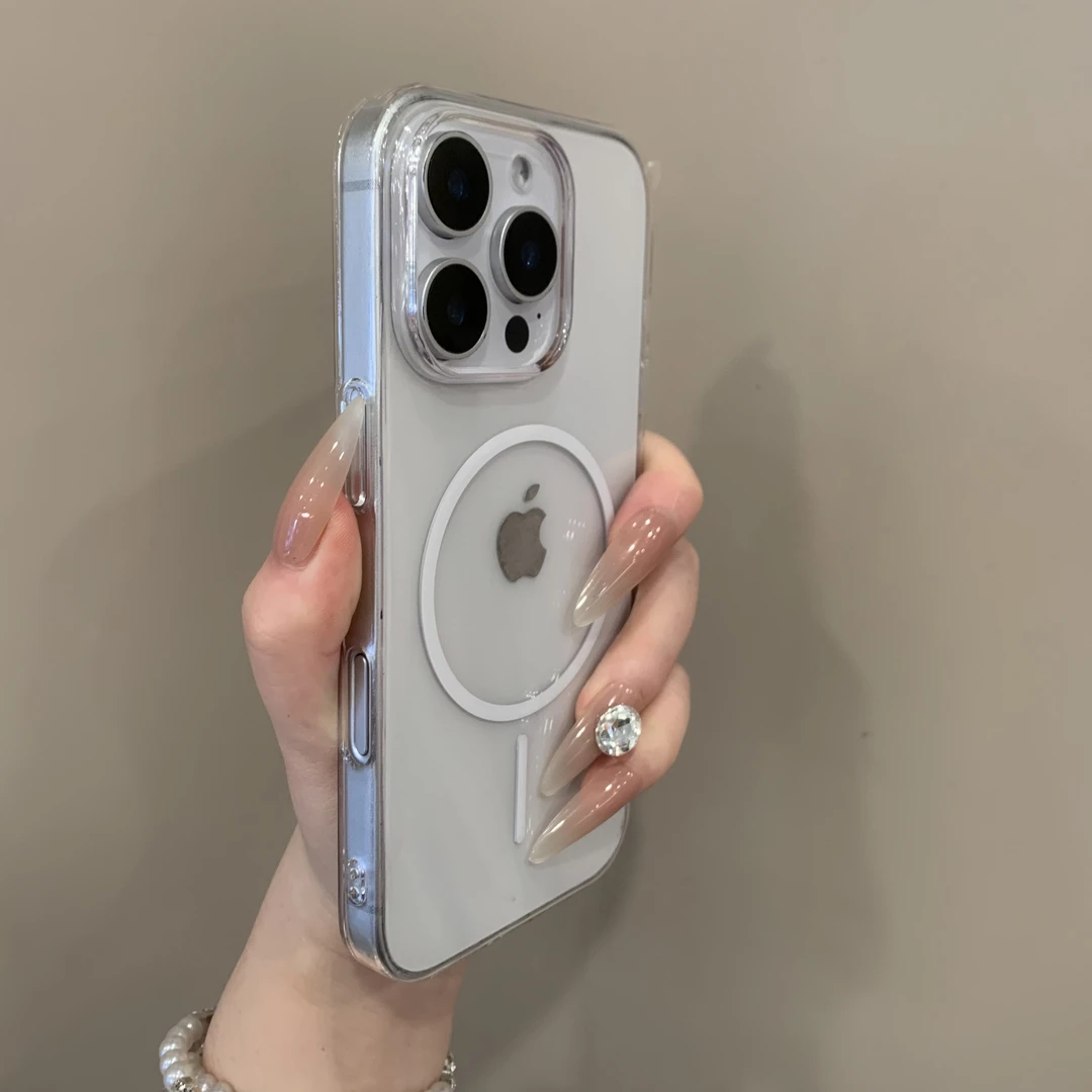 超薄透明不发黄pc磁吸适用iPhone16promax手机壳15pro情侣14/13硬