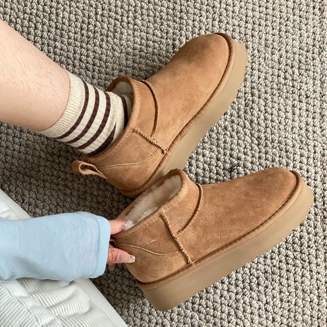 厚底迷你冬雨款雪地靴河南桑坡雪地靴加厚冬季皮毛一体雪地棉