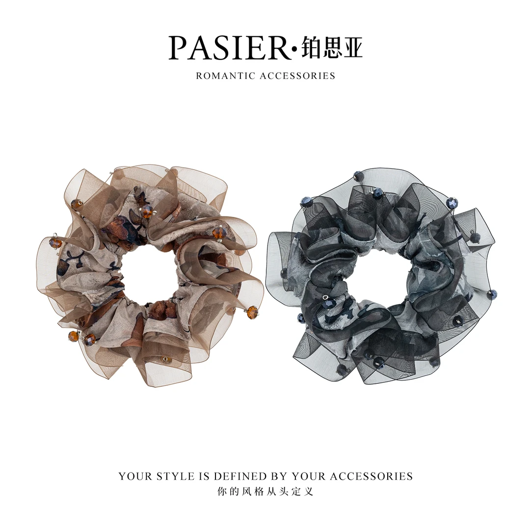铂思亚 半山烟雨 简约气质新中式头饰多层灵动大肠发圈FB2914