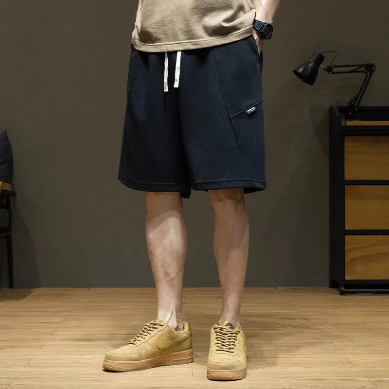 高级感黑色五分短裤男士夏季新款宽松大码中裤美式潮流运动短卫裤