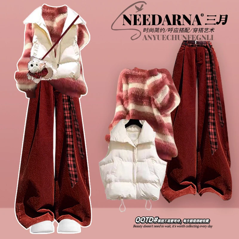 圣诞氛围感针织毛衣女巨好看的深秋初冬ootd穿搭高级感休闲裤套装