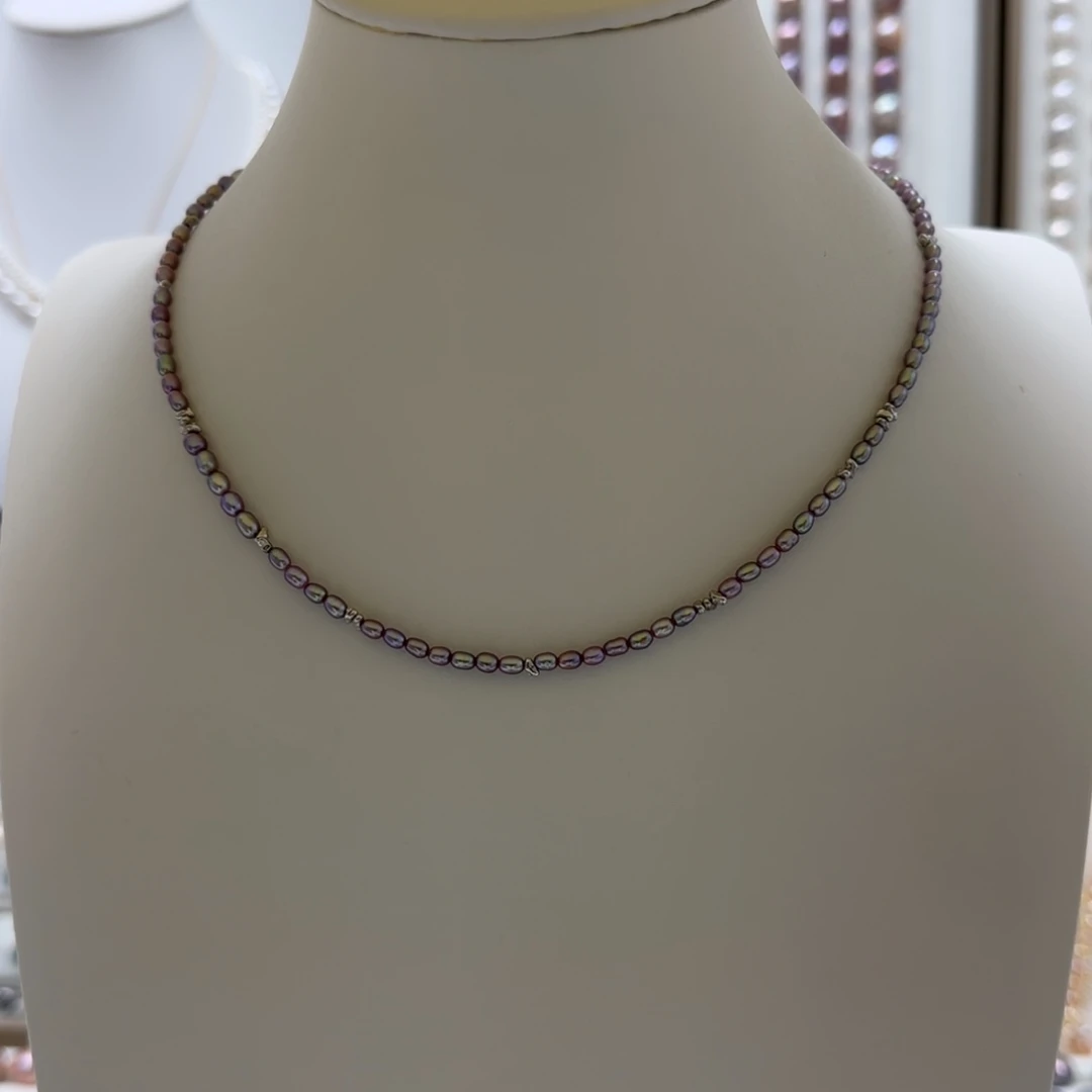 银S925镶嵌淡水珍珠项链