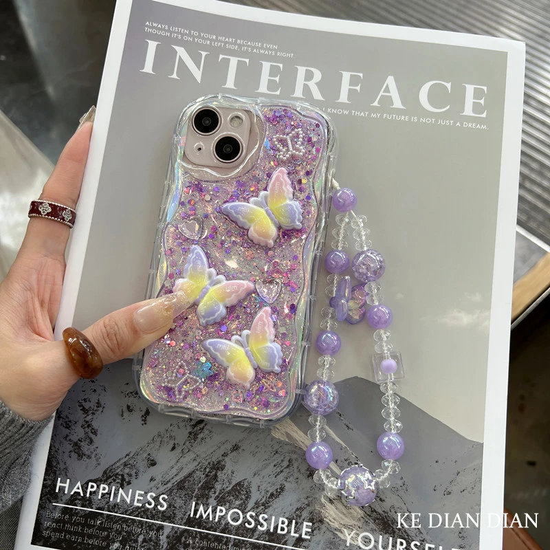 日韩ins立体紫蝴蝶高级手机壳适用苹果1华为oppo小米vivo荣耀简约