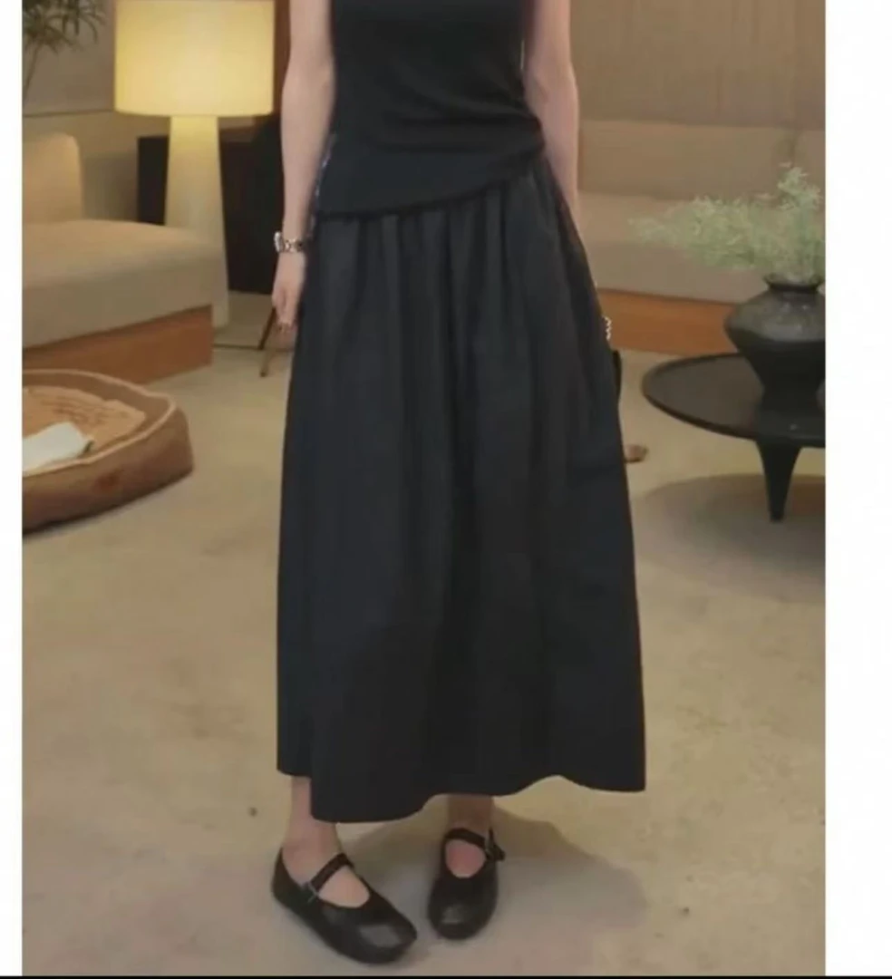 【花开花落】法式花苞半身裙女薄款夏季新款高腰宽松抽绳半身裙夏季