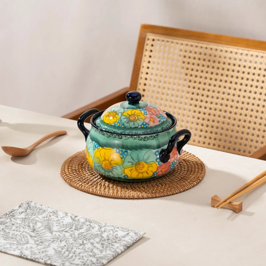 【SILESIA/出口原单】手绘碧海苍田-8英寸双耳泡面碗