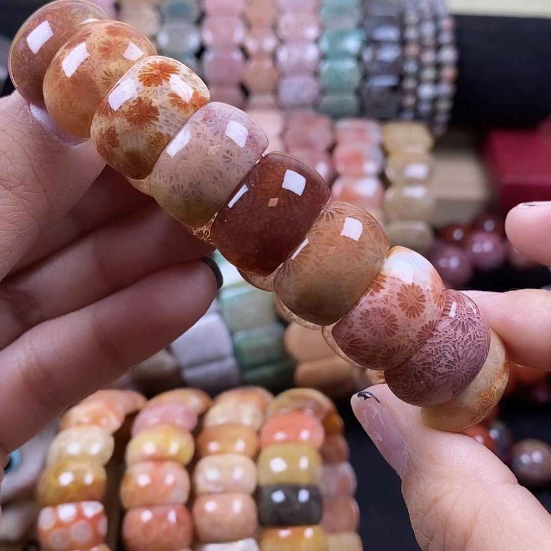 硅化珊瑚（珊瑚玉）未镶嵌手牌爆花爆色 16