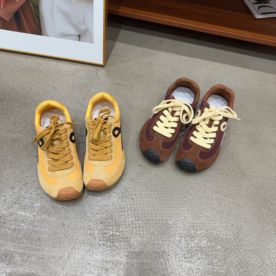 7-2502秋季新品女真皮圆头系带休闲鞋时尚百搭运动鞋德训鞋潮鞋