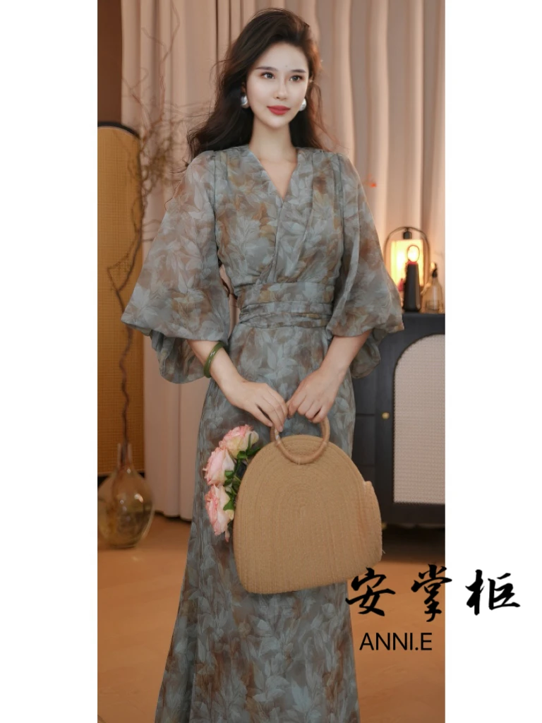 安掌柜【雾里繁花】 新中式女高端精致连衣裙WLFH5505