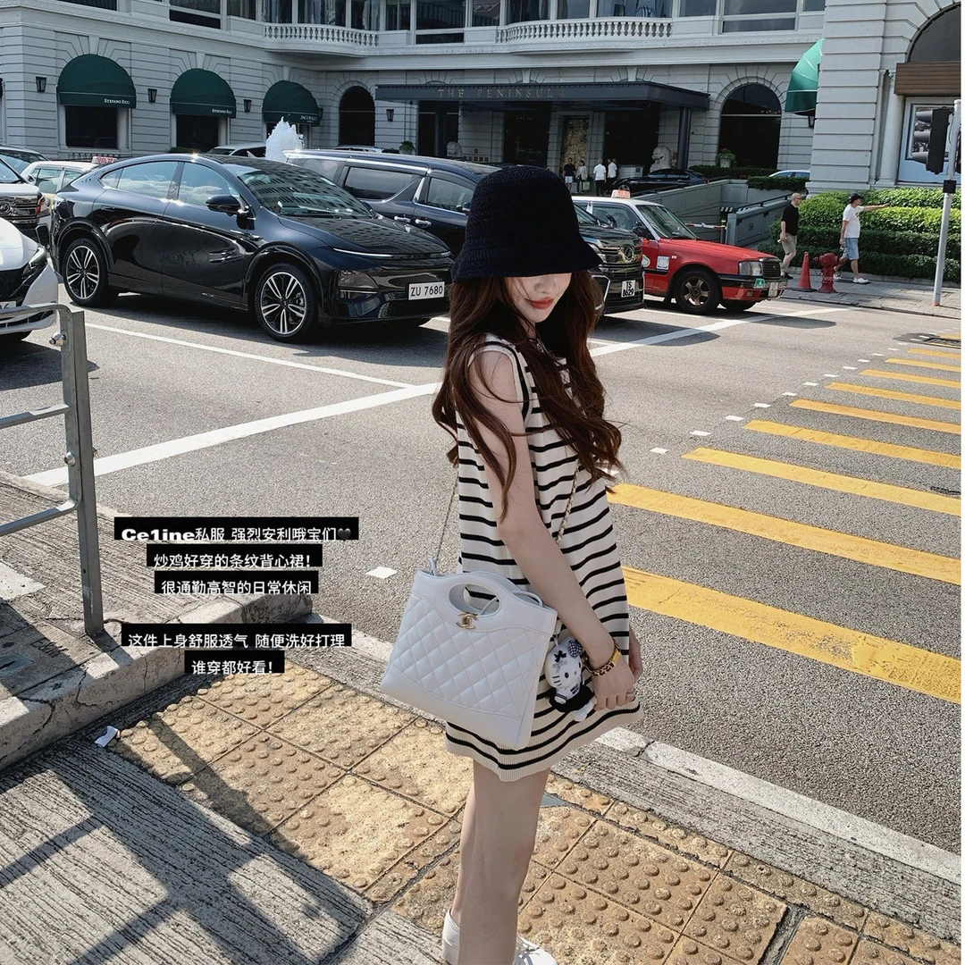 COOLLINE林子熙 懒人条纹裙 chao好穿通勤日常条纹背心裙