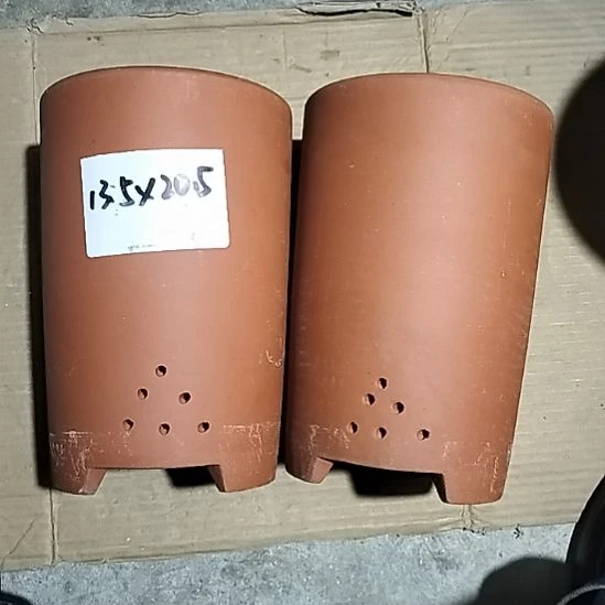 紫砂红泥大笔筒两个