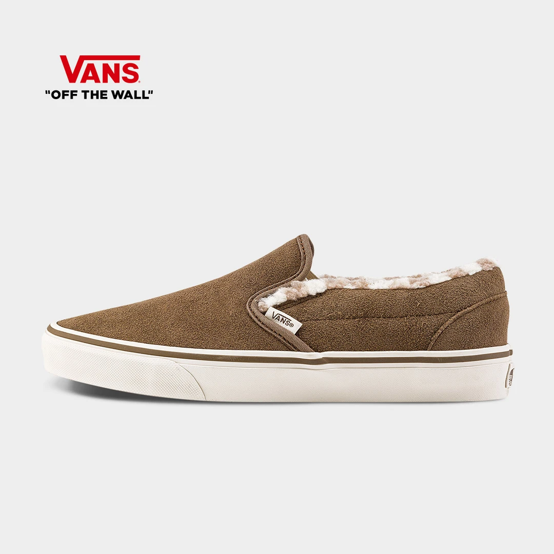 VANS范斯官方Classic Slip-On棕色加绒保暖一脚蹬休闲板鞋BVZ0E0