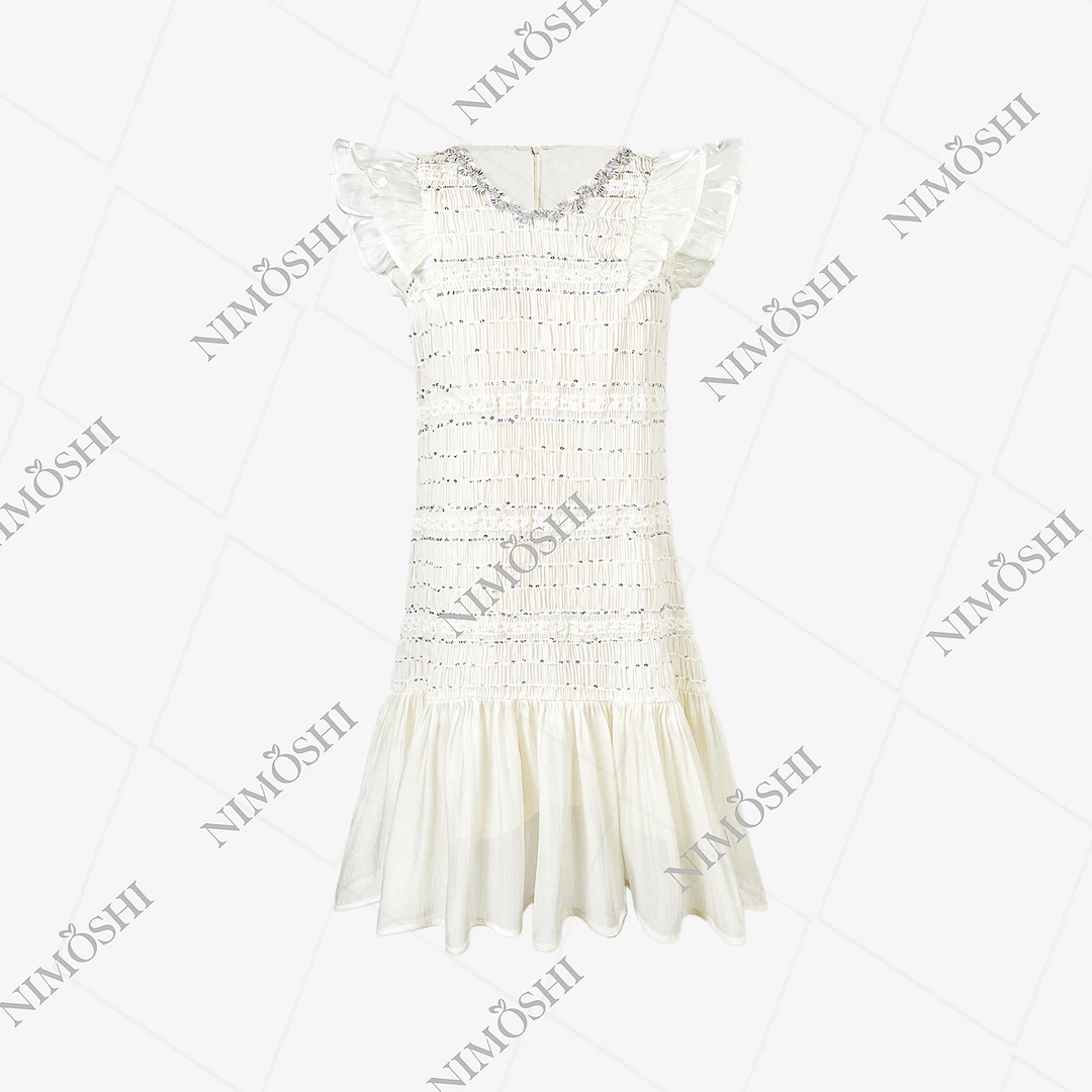 NIMðSH【莎总】夏季新款气质时尚设计感飞飞袖连衣裙女Q1355