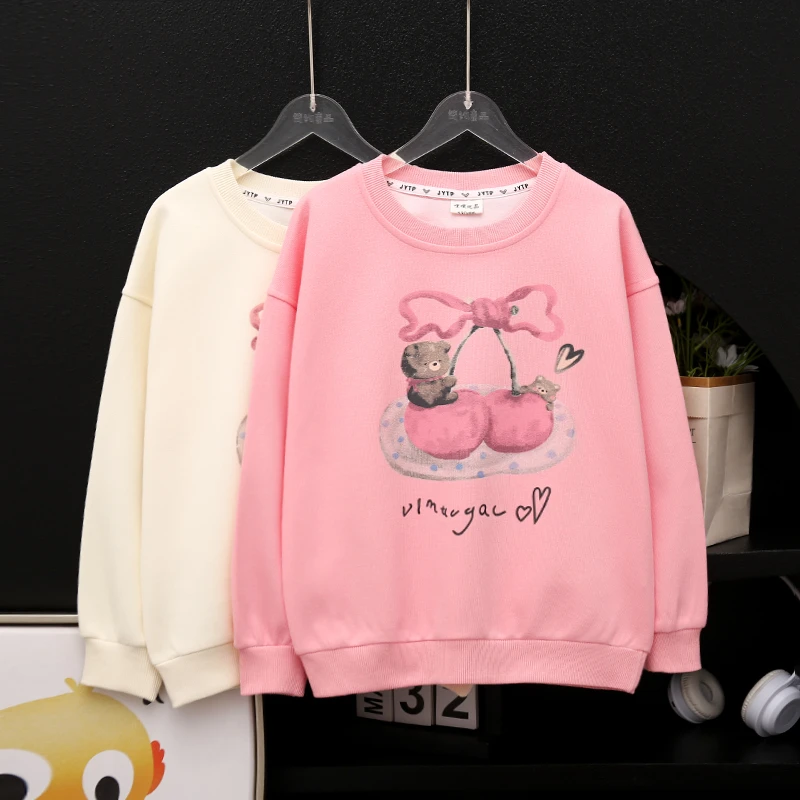 秋季新款女大童卫衣长袖时尚百搭卡通休闲潮童卫衣zb3588简约童品