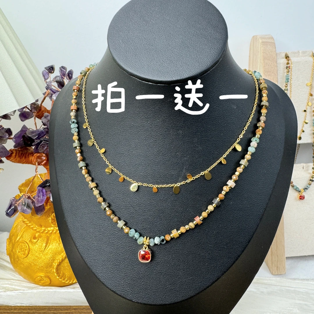 钛钢项链 【玫瑰】复古港风彩色串珠锁骨链气质高级感百搭轻奢叠戴