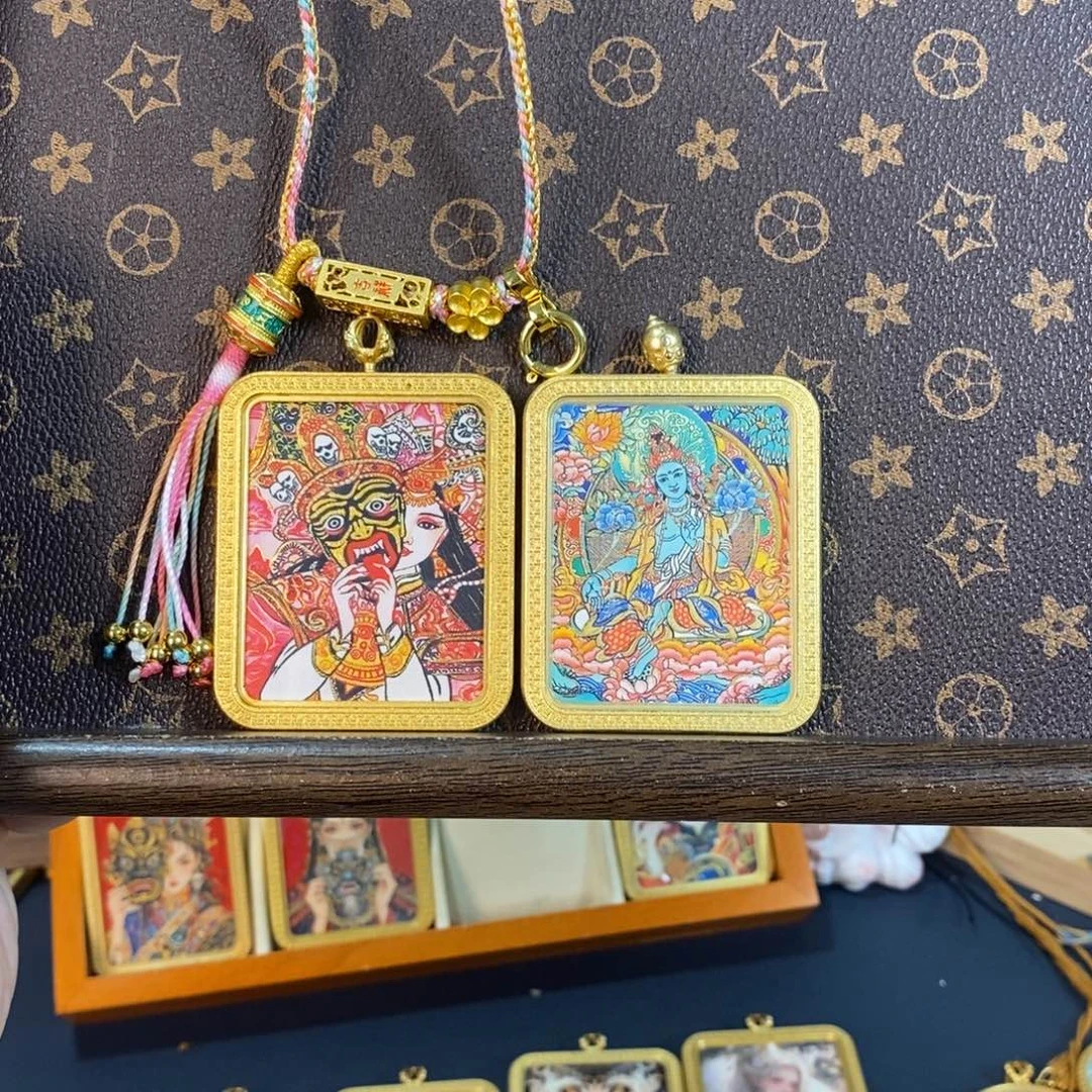 吊坠双面唐卡扎基和绿妈妈