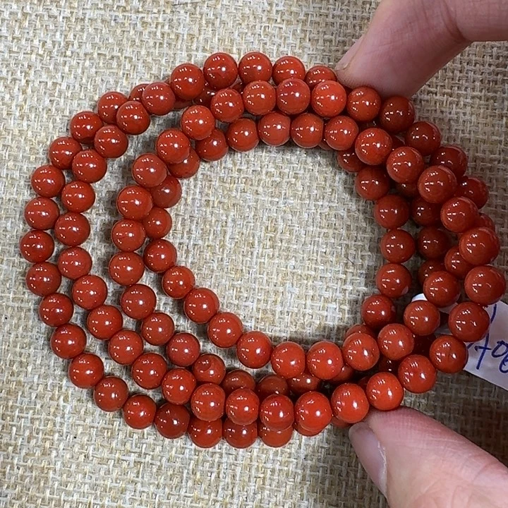 南红玛瑙未镶嵌手链项链多圈原矿瓦西高品质满肉满色柿子锦红6