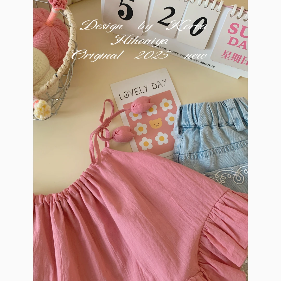 【初恋小吊带】二Hihoniya~2025夏季宝宝款纯色韩版蕾丝边吊带背心