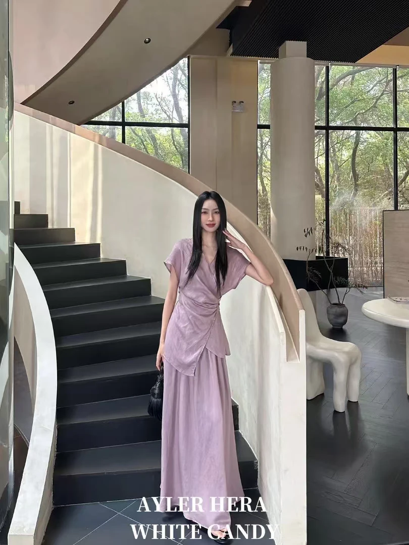 赫拉-福利（ZZHL7281#）同色系！法式围裹式系带V领衬衣6-3