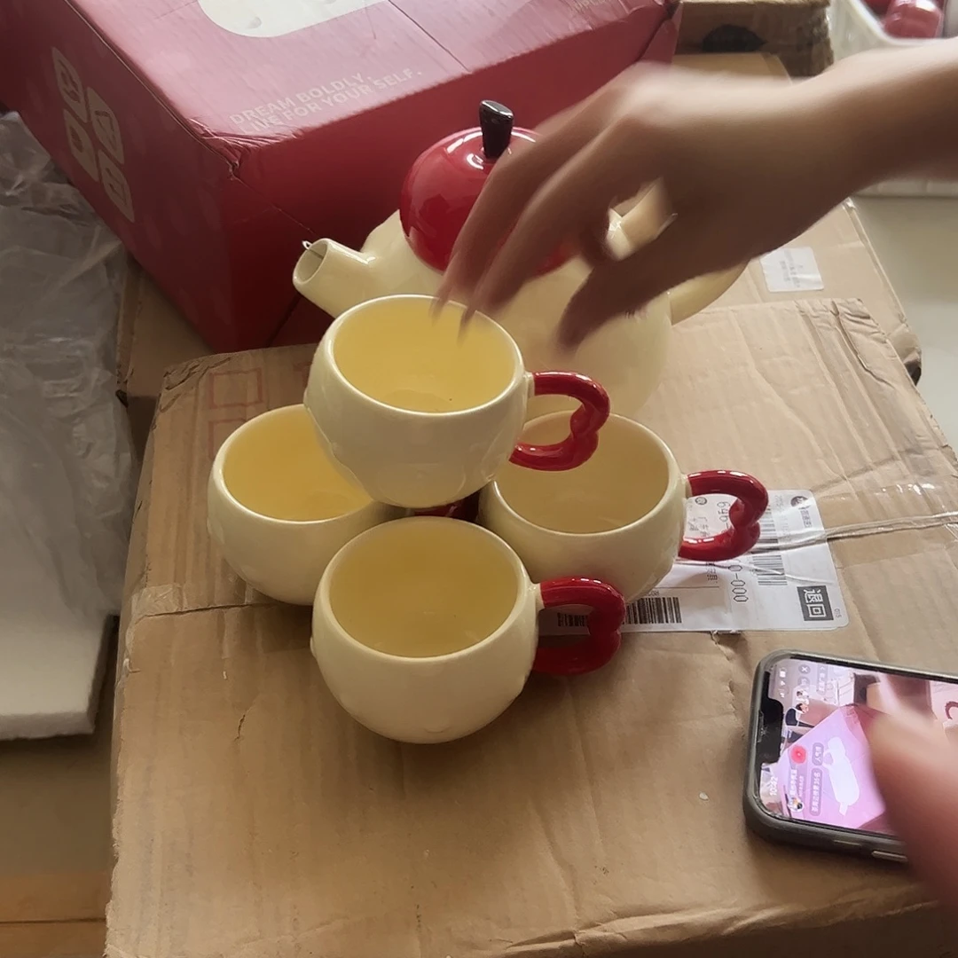 瓷片苹果水具4杯一套