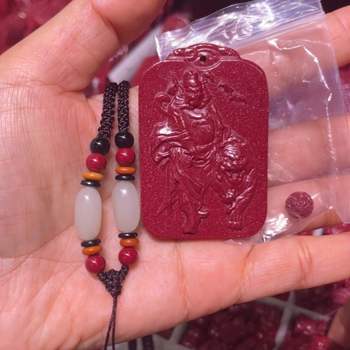 天然辰砂钟馗吊坠