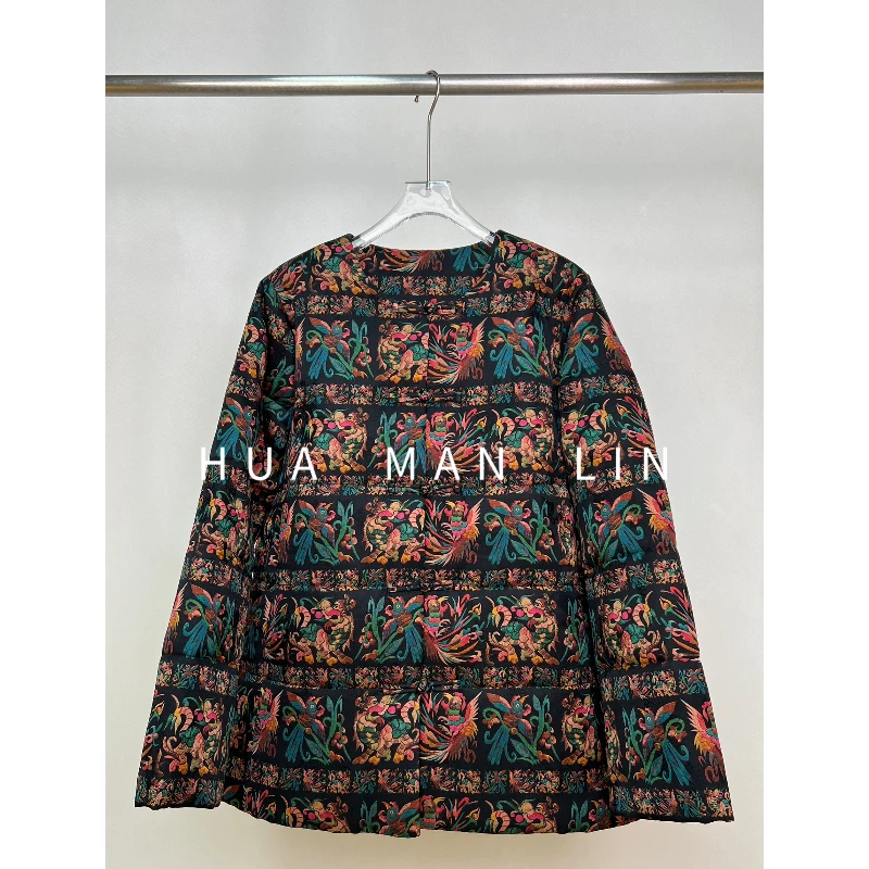 【花满林】圆领正门襟格子真丝桑蚕丝加厚外套258525