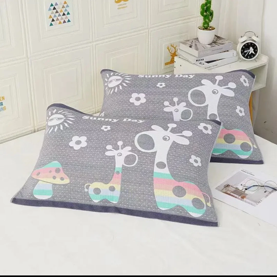 【灰色长颈鹿-枕巾】50*80cm精品纯棉亲肤柔软四季加大加厚枕巾