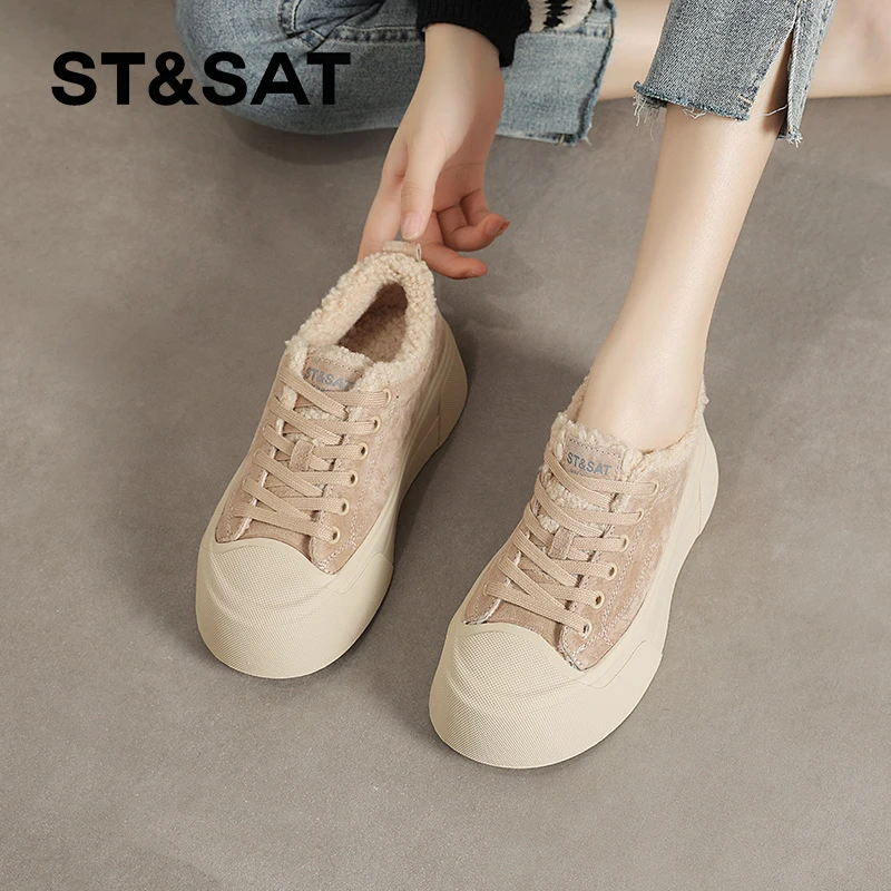 星期六雪地鞋女款2025新款小众女款东北板鞋爆款加绒保暖棉鞋冬季