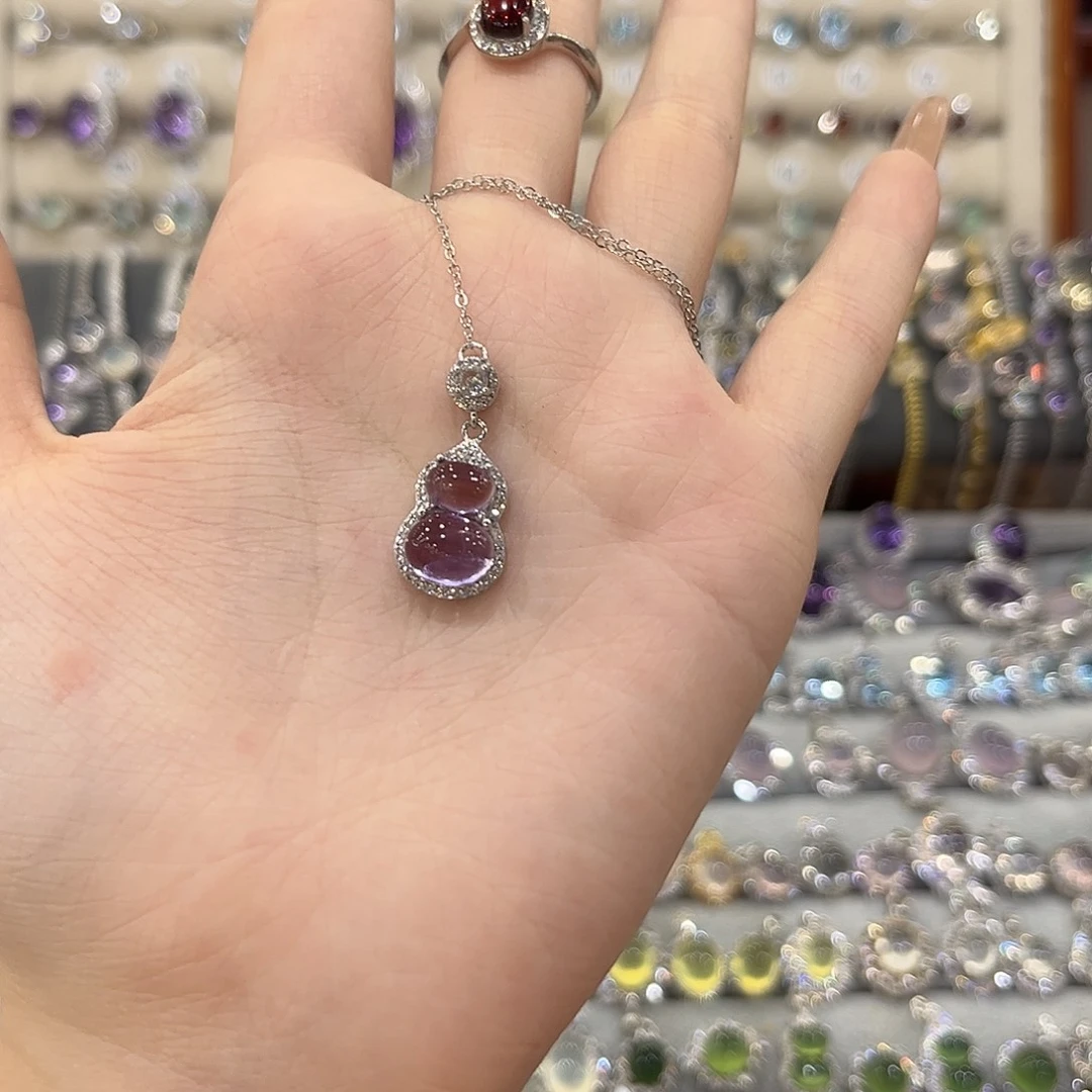 女款银S925镶嵌紫晶火*儿吊坠