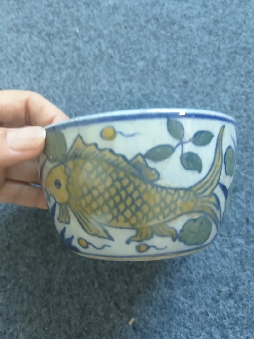 青花手绘古鱼藻纹纯手工