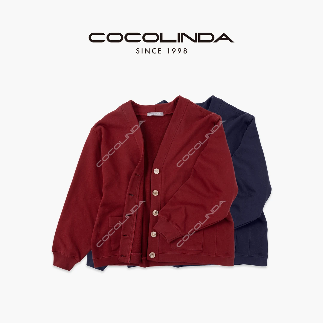 COCOLINDA | 100%棉老钱毛V领加厚棉长袖开衫（480g）H5322