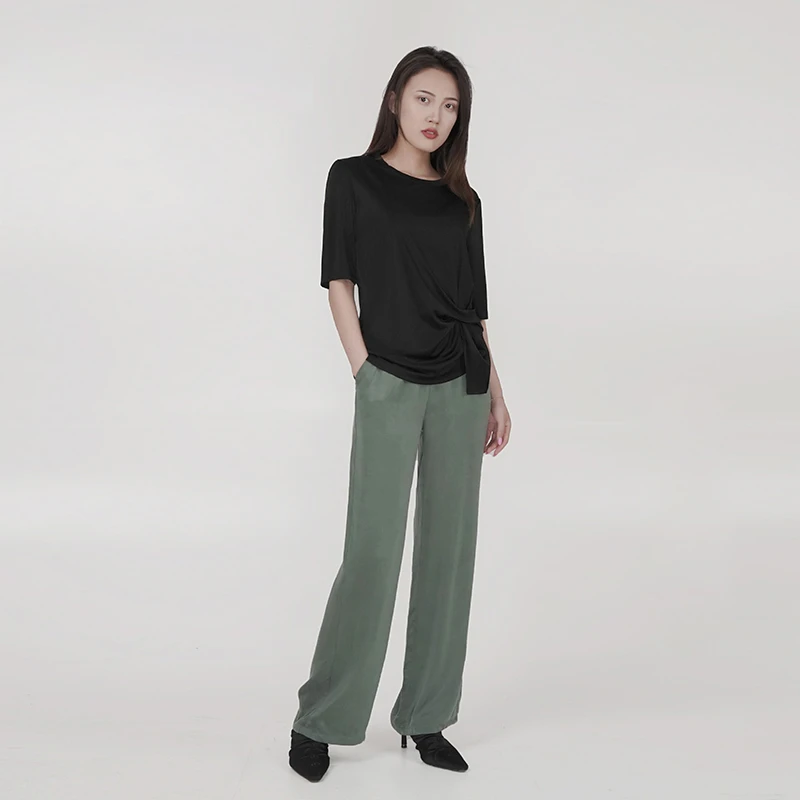 BAZAN/芭赞 宽松休闲薄款春夏圆领夏季纯色短袖T恤