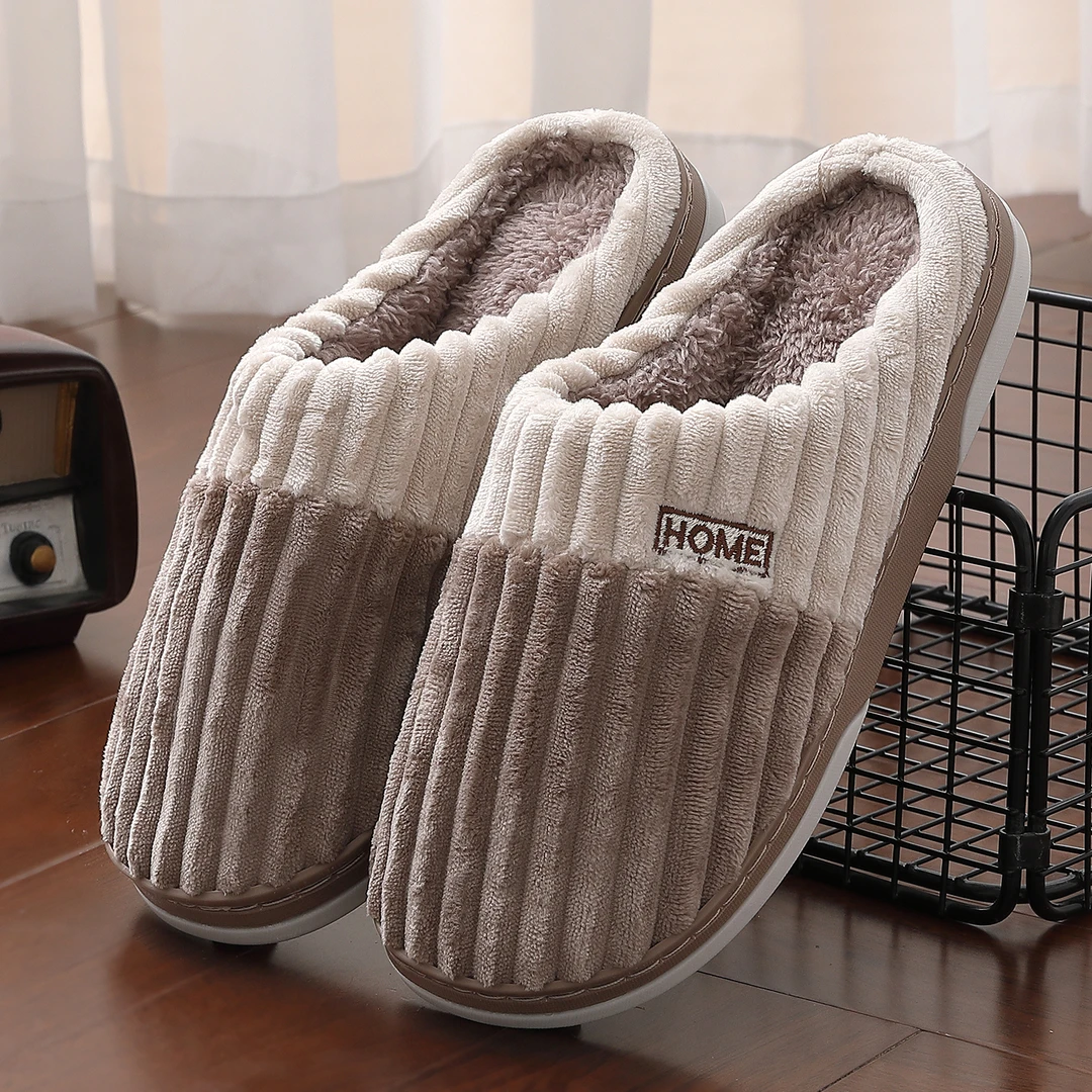 棉拖鞋冬季男士新款保暖家居室内厚底家用毛绒棉拖男款冬外穿