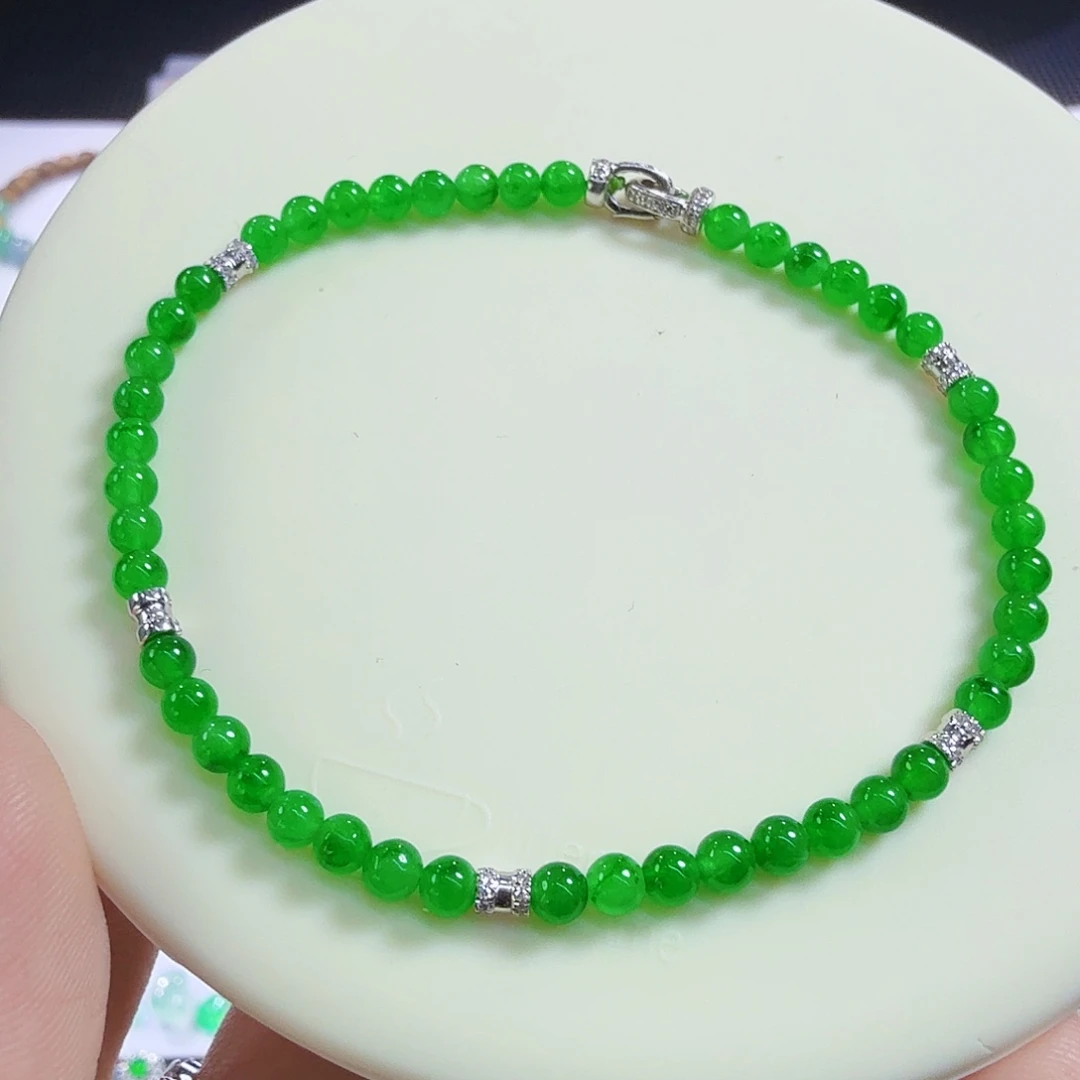 翡翠18K金镶嵌颈饰小米珠